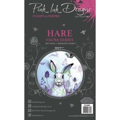New PINK INK DESIGNS clear rubber stamp BUNNY HARE set of 11 spring free USA shp