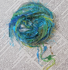 Fiber Art Yarn Journal Scrapbook Mixed Media Gift Wrap 24 Yds «Tide Pool»