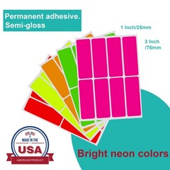 Neon Color Coding Labels 3″x1″ Stickers: Yellow, Pink, Orange, Green, Red – 1…