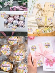 500 pcs Sticker Roll Happy Thank you Smile Pastel Faces Semi Gloss Self Adhesive