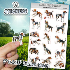 American English Coonhound Dog Stickers for, Scrapbooks, Planners, Glossy, Matte