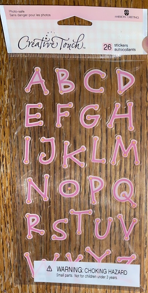 CREATIVE TOUCH Alphabet Alphas Letters Light & Dark Pink Card Scrapbook Sticker