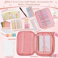 All-in-One Bible Cover Case for Women, Quilted Bible Study Journaling Kit wit…