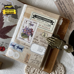Vintage Postage Stamp Stickers for Scrapbook, 100 Pcs Deco Paper Stickers for Bu