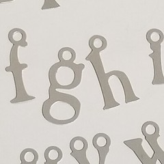 Making Memories Metal Letter Number Charms Upper Lower Case Silver FULL SET -A