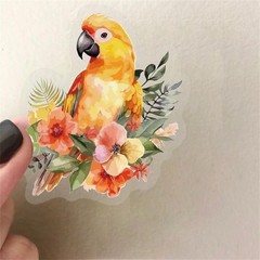50PCS Flower and Bird Stickers PET Transparent Nature