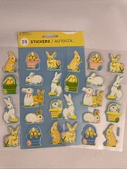 Vintage Pastel Easter Spring Stickers Bunny Bunnies Basket 2 SHEETS PUFFY- NEW