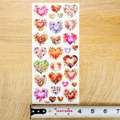 Violette Stickers – Flower Hearts – 1 Floral Heart Sticker Sheet – Scrapbooking