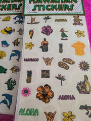 2 Sheets Vintage Auntie’s Hawaiian Stickers Fish Aloha Indoor/Outdoor Stickers