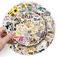 50/100PCS Cartoon Newspaper Collage Creative Stickers Retro Art Broken Fragments