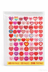 Heart Stickers Lot 12 Sheets 516 Total (43 Per Page) Scrapbook Crafts