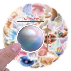 60PCS Sea Shell Stickers Aesthetic PET Transparent Conch Sticker Clamshell Pe…