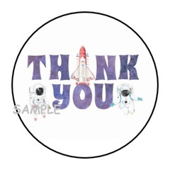 30 THANK YOU OUTER SPACE ENVELOPE SEALS LABELS STICKERS 1.5″ ROUND ASTRONAUTS