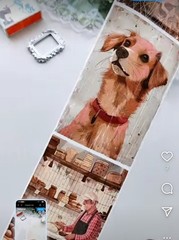Roll of Large Artistic Stickers People Dogs A Simple Life 15 Painting Print Pets