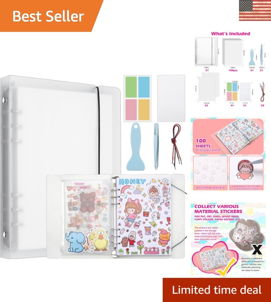 Durable A5 Sticker Book with Pockets and Tools for Creative Scrapbooking Fun