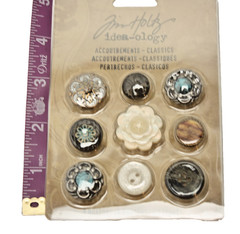 Vintage Look Decorative Buttons Set of 9 Jim Holtz Idea-ology