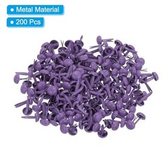 PATIKIL 200 PCS Paper Brass Fasteners Split Pins Pastel 0.20 x 0.35 inch Purple