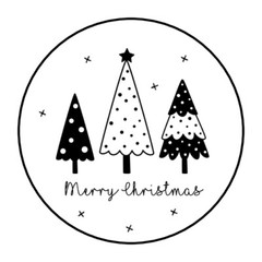 30 1.5″ MERRY CHRISTMAS TREES FAVOR LABELS ROUND STICKERS ENVELOPE SEALS