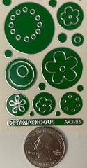 GREEN/SILVER FLOWER CIRCLE Stickers(49pc)Stampendous •Garden•Blooms•Daisy•Dots