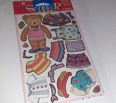 Vintage Teddy Bear Dress Up Activity Sticker Sheet Vintage 90s Paper Doll NEW