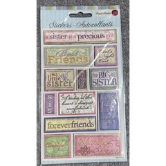 Punch Studio Dimensional Scrapbook Stickers Sister Best Friends Glitter 11pc