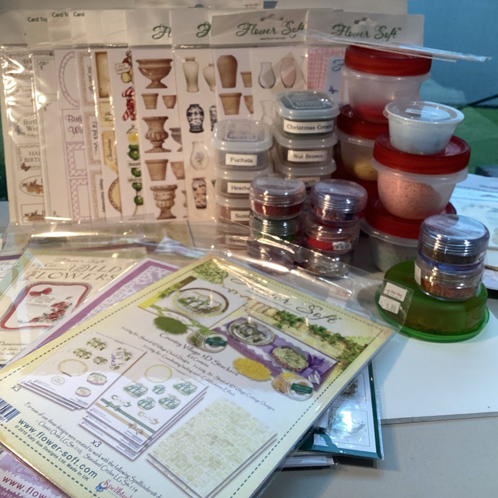 Huge Lot FLOWER SOFT Texture, Embellishments, 23 Colors, Card Kits, Crafts