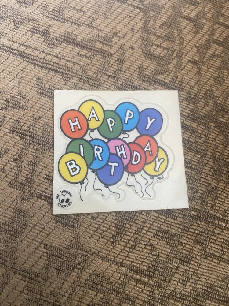 Vintage BJ Decal Kromekote Happy Birthday Balloons Sticker Module