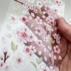 Suatelier Pink Water Blossom Dimensional Planner Stickers Scrapbooking Journal