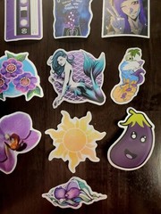 STICKERS x 10 Purple Inspiration Mermaid Flowers Sun Orchid Tape Eggplant 32A7