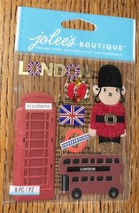 Jolees London Europe Vacation Bus Map Flag Telephone Soldier Scrapbook Stickers