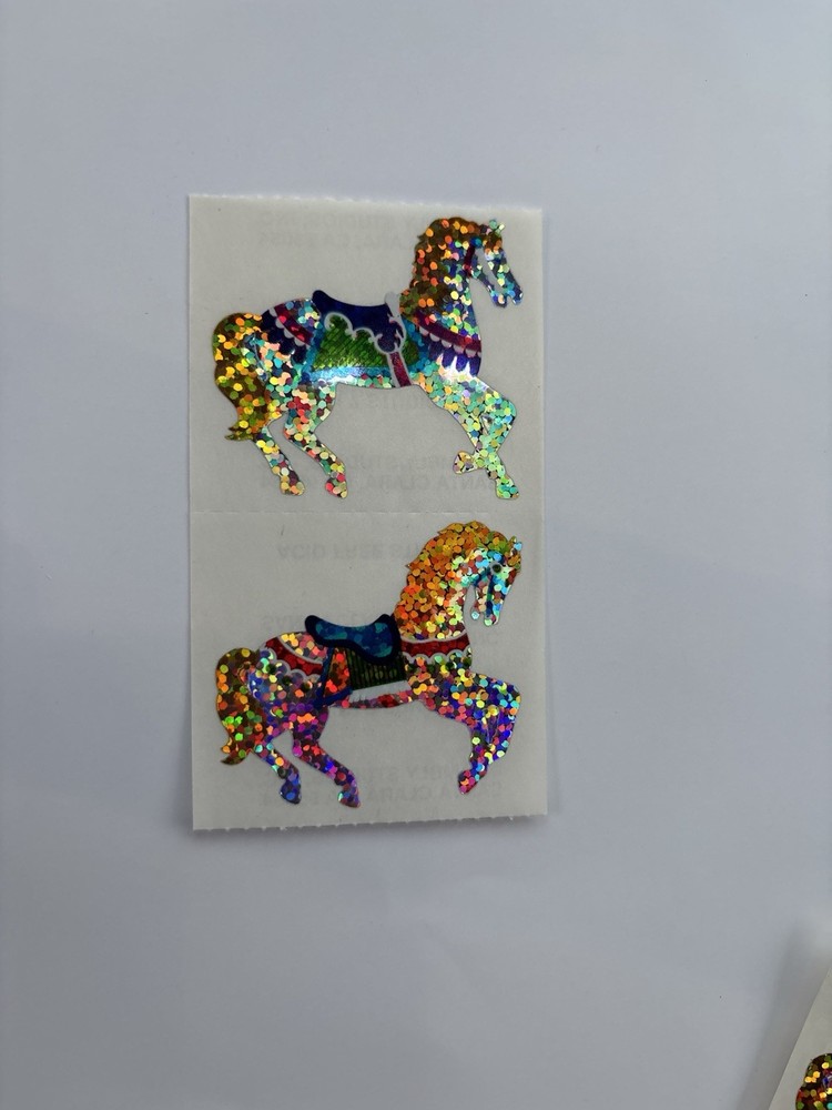 Sparkly Carousel Horse Stickers – Hambly – Prismatic – Glitter – Vintage