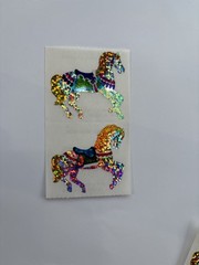 Sparkly Carousel Horse Stickers – Hambly – Prismatic – Glitter – Vintage