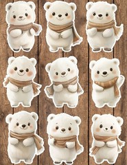 Cozy Winter Polar Bear Die Cut Stickers Set Notebook Laptop WaterBottle Sticker