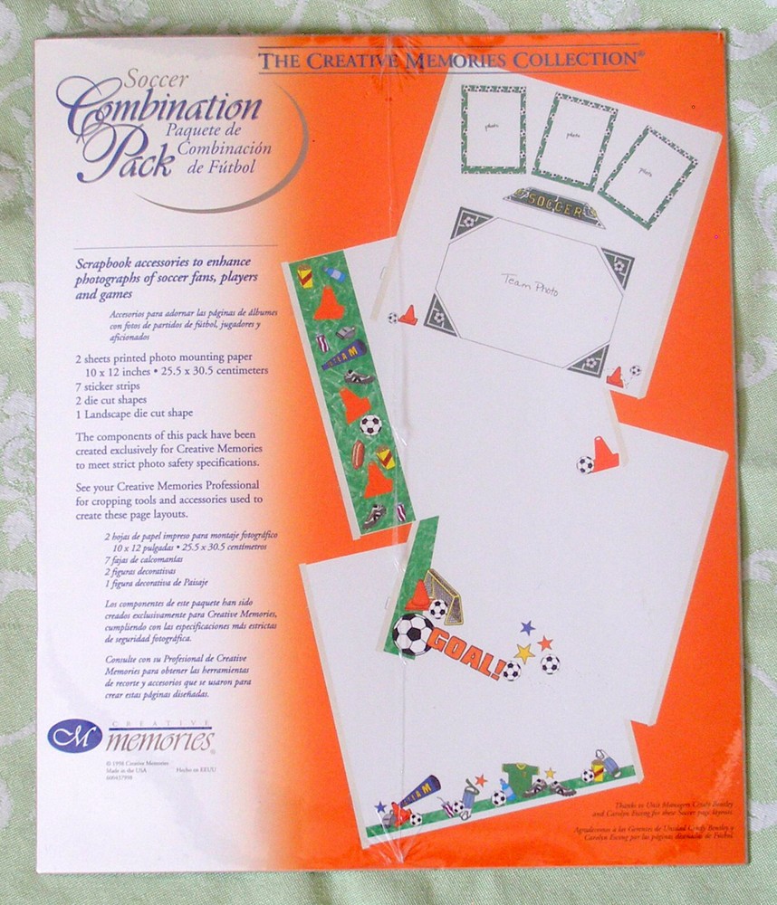 Creative Memories Soccer Combo Pack Stickers Die Cuts Photo Mounting Paper