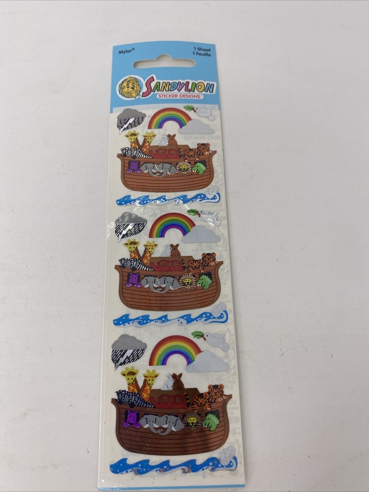Sandylion Mylar Stickers NOAH’S ARK Sealed Pkg (1) Sheet Foil Hologram NEW