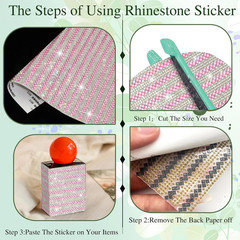 Bling Rhinestone Sheet Self Adhesive,Light Pink Glass Rhinestone Fabric for D…