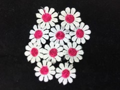 CraftbuddyUS Lace Fabric Motifs with Pink Small Flower Center 2.5cm