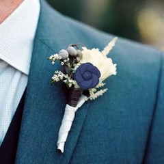 12PCS Fabric Flower Blue Denim Cloth Flowers Ribbon