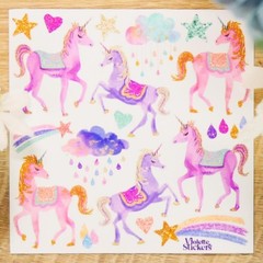 Pink Unicorn Stickers – Colorful Fantasy Sticker Sheet – Crafts & Scrapbooks