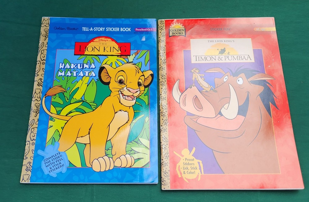 2 Vintage Disney The Lion King Stickers Rare Mix Sheets Glossy Activity Books