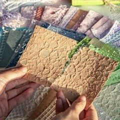 Handmade Scrapbook Paper, 16 Sheets Textured Paper Mesh Fabric Mix White