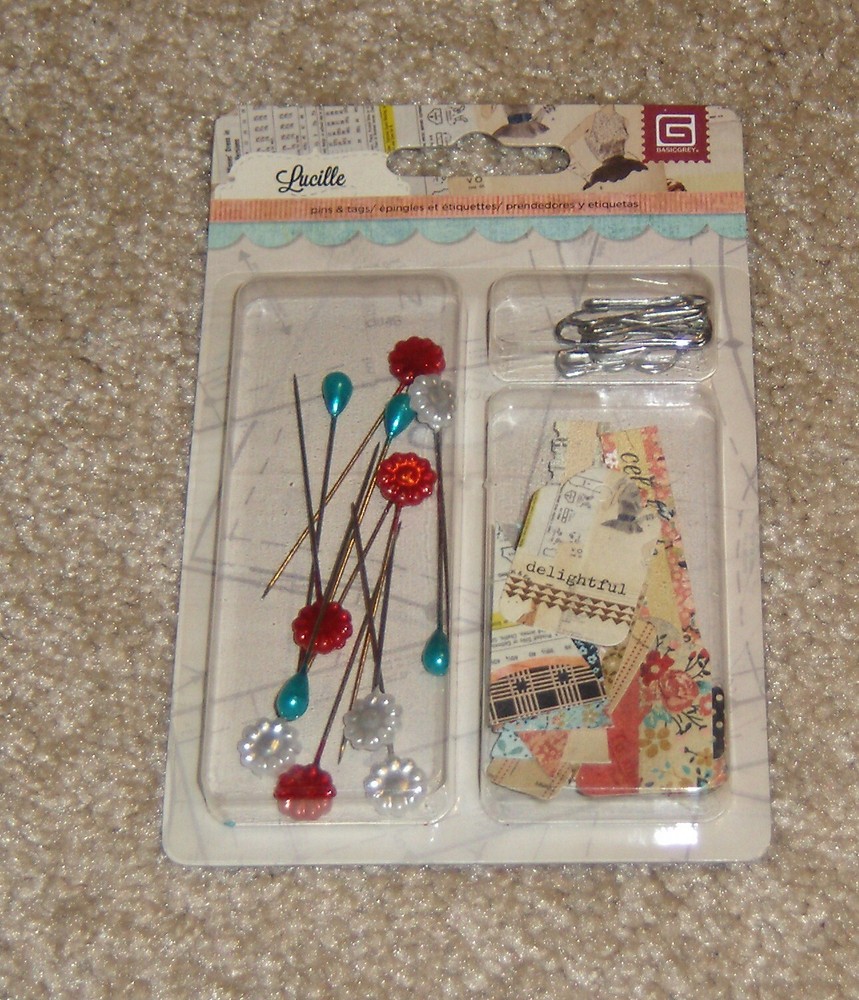 Basic Grey Designer Pins & Tags ~ Lucille