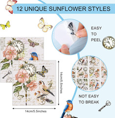 12 Sheets Rub on Transfers for Crafts and Furniture Rub on Transfer Stickers Dec
