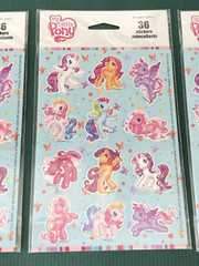Three (3) Vintage 2010 My Little Pony Stickers SEALED Hasbro -108 Stickers Total