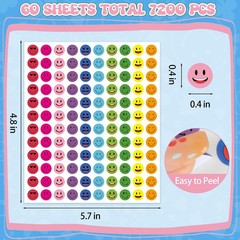7200 Pcs Colorful Round Mini Face Stickers Happy Face Decals for School, Cla…