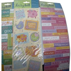 Daisy Hill Baby Stickers Scrapbooking Embellishments Words Animals New 3 Sheets
