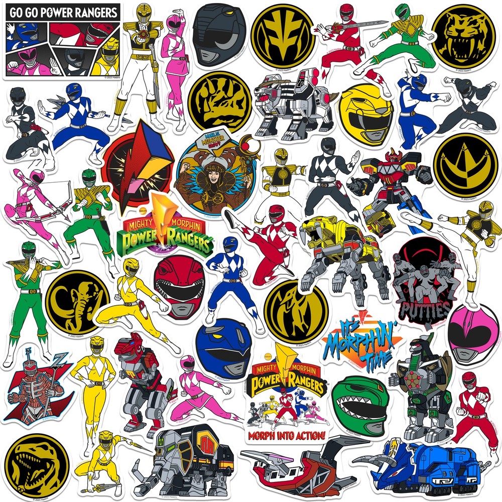 POWER RANGERS MIGHTY MORPHIN VARIETY DIE CUT VINYL 50 CT STICKER PACK