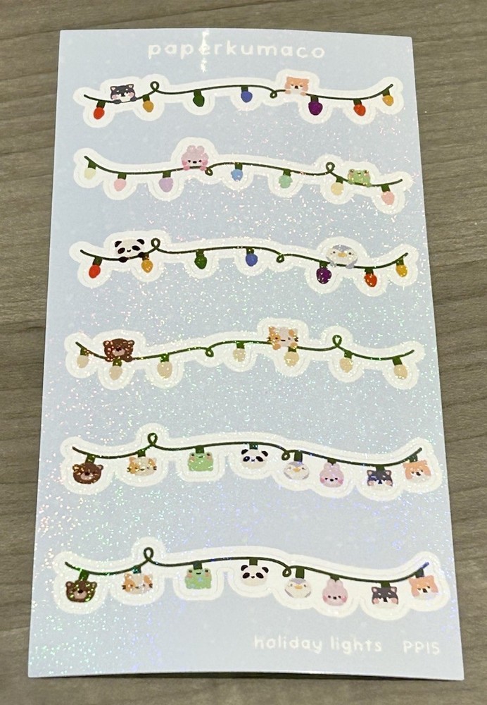 NEW PaperKumaCo “Holiday Lights” Sticker Sheet Paper Kuma Co Christmas Stickers
