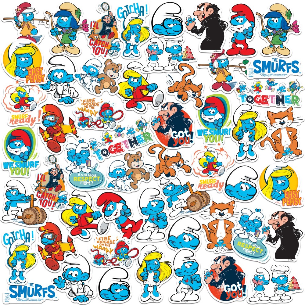 THE SMURFS VARIETY DIE CUT VINYL 50 CT STICKER PACK