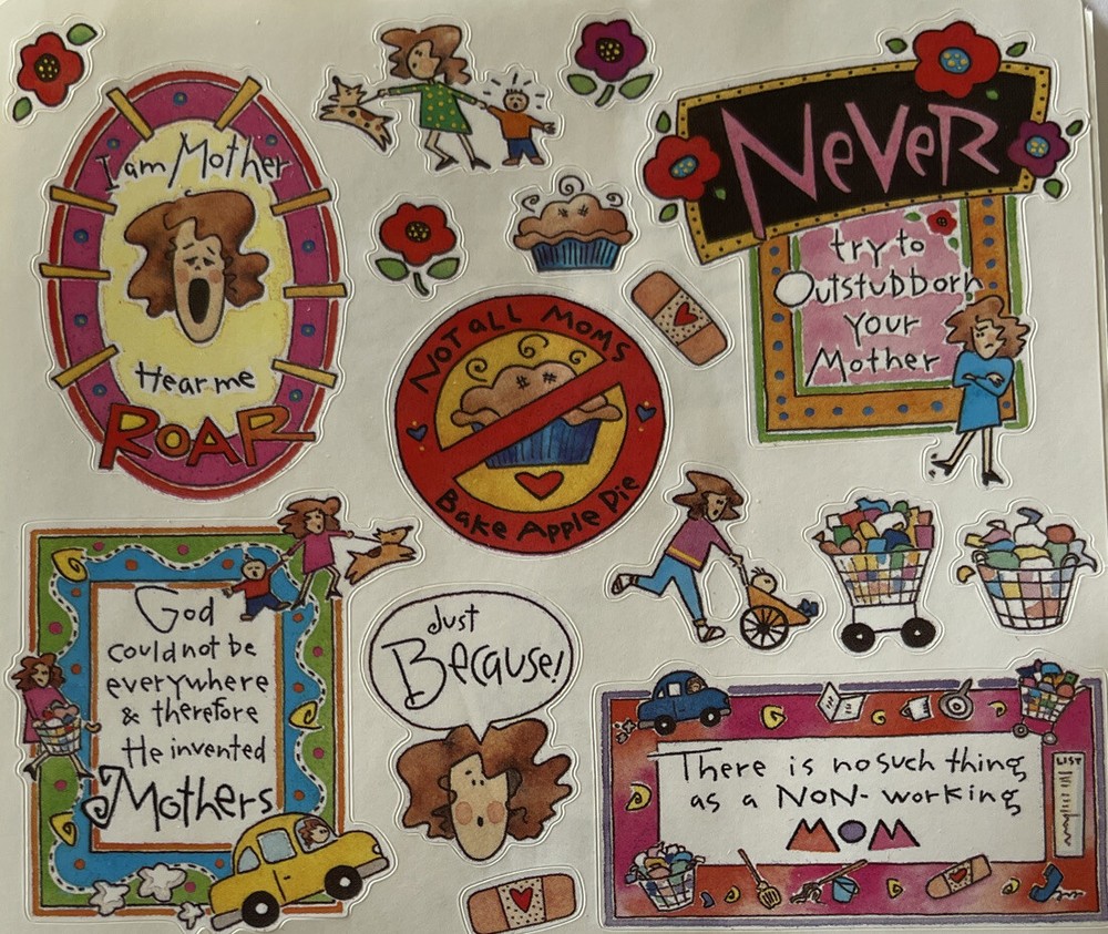 MOTHER Stickers(16pc)4.5″x 6″Frances Meyer•Phrases •Sayings•Mom•Kid•Just Because